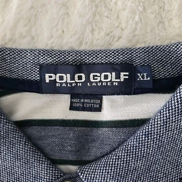 Ralph Lauren Polo Golf Striped Long Sleeved XL Blue Green White Crest VTG Preppy - Picture 6 of 8